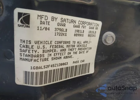 2005 Saturn Ion 3 from USA, damaged, VIN 1G8AL52F45Z130063